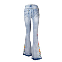 Flared Jeans For Women With Intricate 3D Embroidery In A Heavyweight, EuropeanAmerican Style