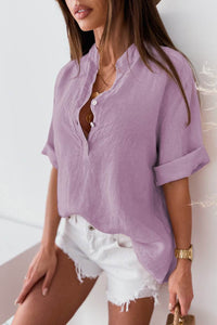 Solid Color Leisure Pullover Half-sleeve Shirt