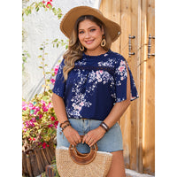 Printed Round-neck Loose Casual Design Sleeve Casual Women's Shirt