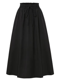Casual Loose Pocket Skirt With Drawstring And Drape