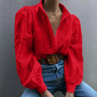 Casual Loose Fashion Hollowed-out Puff Sleeve Cardigan Top Women's Clothing