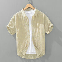 Seersucker Men's Casual Short-sleeved Shirt