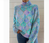 European And American Women's Printed Wear Turtleneck Sweater