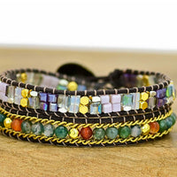 Jagged Stone Crystal Wrapped Bracelet Bohemian Style