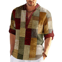 Simple Printed Stand Collar Men's Casual Shirt
