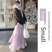 Womens Purple High-Waisted Flowy Fluffy Knit Skirt