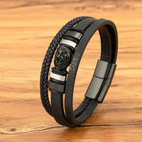 Fashionable Lions Head Multi-Layer Simple Braided Bracelet