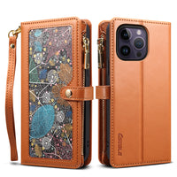 Women's Multi-card Zipper Painted Leather Case