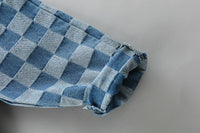 Plaid Double Pocket Lapel Long-sleeved Trousers Overalls Children's Suit