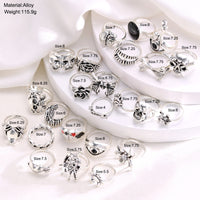 Cross-border Dark Hip Hop Skull Spider Card High Profile Retro Ring 24-piece Set Punk Ring Ornament