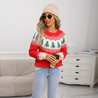 Casual Loose Jacquard Women's Christmas Tree Pullover Knitted Sweater