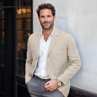 Men's Jacket Casual Cotton And Linen Suit