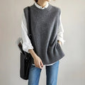 Women's Crew-Neck Loose Sleeveless Knitted Vest Top