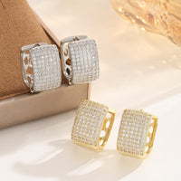 Zircon High-end Square Stud Earrings Fully With Diamonds