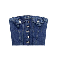 Women's Tube Top Button Denim Vest