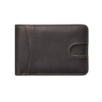Oil-waxed Leather US Dollar Clip Card Holder
