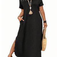 Sexy Avant-garde V-neck Short-sleeve Split Dress