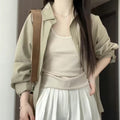 Rare Long-sleeve Green Shirt Jacket For Women