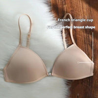 Thin French Triangle Cup Underwear Beautiful Back Halter Spaghetti Strap Front Buckle Seamless