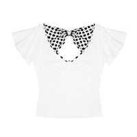 Millennial Japanese-style Back-Cutout Bow-Knot Polka-Dot Print Shirt