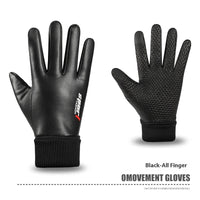 Men's Velvet Warm Touch Screen Waterproof And Non Slip Leather Gloves