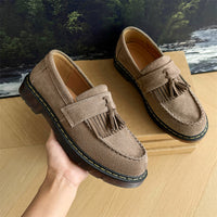 Fur Platform Woven Tassel Men's Shoes Martin Boots