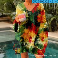 Printed Comfort And Casual V-neck Long Sleeve Sweaters Women's Clothing