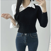 New Korean Style Stitching Temperament Top