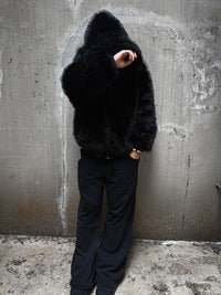 Double-sided Wear Short Wide BOXY Mountain Carved Cotton Jacket Jacket