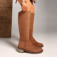 Slimming Suede Boots Women's Side Zipper Stiletto Heel Long Fashion