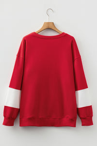 Women's Casual Loose Knitted Color-block Crew Neck Sweater