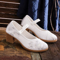 Shallow Mouth Plain Color Matching Horse-face Skirt High Heel Embroidered Shoes