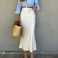 European And American Fashion Style Solid Color Sheath Skirt