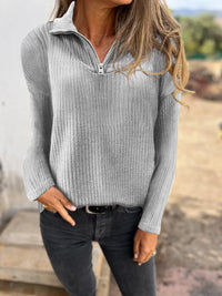 Zipper Pullover Long-sleeved Sweater Casual Coat