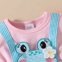 Girls' Cute Frog Short-sleeved Double-layer Dress