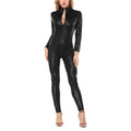 Large Size Plaid Patent Leather Jumpsuit Dance Dress Women