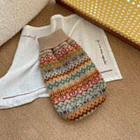 Retro Striped Beige Sweater Autumn Winter New Cat Dog