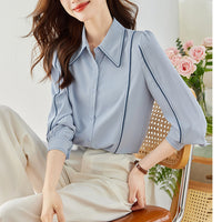 Real Shot Shirt Women's Niche Autumn New Top Chiffon Plus Size