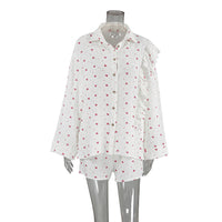 Ladies Ruffled-edge Long-sleeve Shorts Loungewear