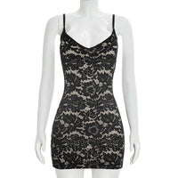 Solid-color Sexy Lace Strap Sleeveless Dress For Women