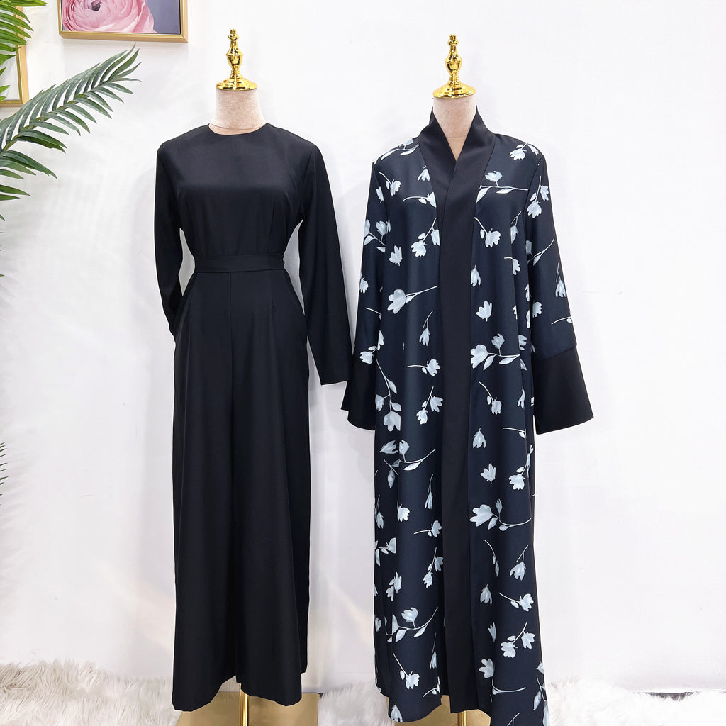 Middle East DUBAI Turkish Robe Solid Color Jumpsuit