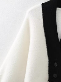 Autumn And Winter New Contrast Color Batwing Shirt Knitted Coat Sweater
