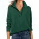 Solid Color Top V-neck Long Sleeve Loose Fashion