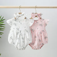 Girl's Flying Sleeve One-piece Romper Suit