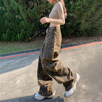 Coffee-brown Leopard-print Skinny Jeans That Slim The