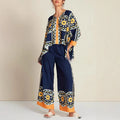 Women's New Fashionable Silky Satin Printed Set