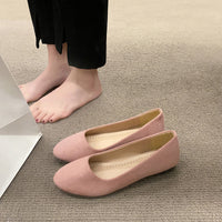 Women's Flat Solid Color Pointed Low Heel Lazy Wild Candy Color Round Toe Cloth Shoes