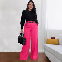 Khaki Draping Loose Straight-leg Trousers