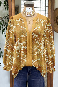Women's Shirt Loose V-Neck Long Sleeve
