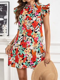 Casual Princess-Sleeve Printed Dress For Valentines Day